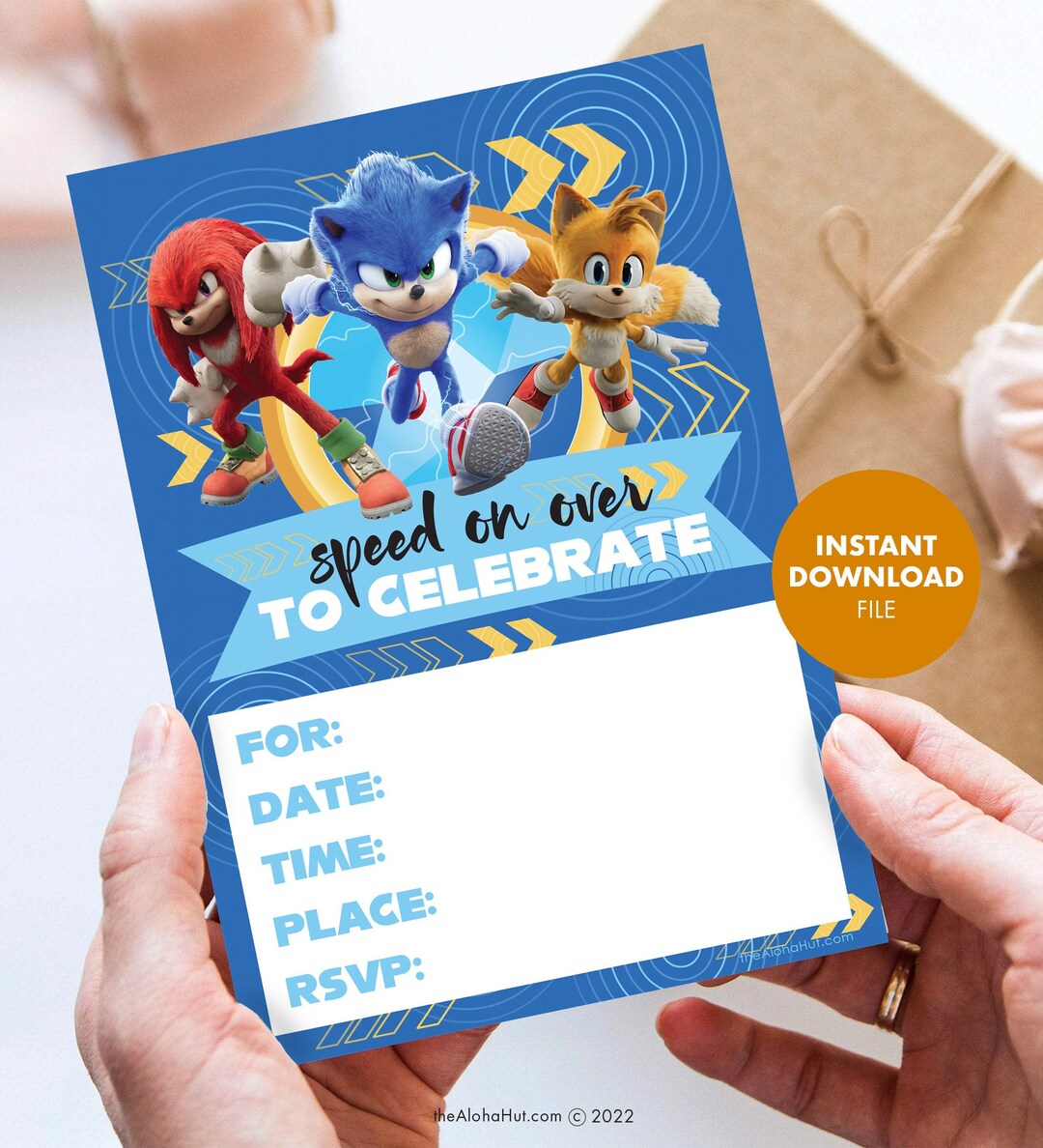 SONIC the Hedgehog Invitations Kids Birthday Party Digital Etsy