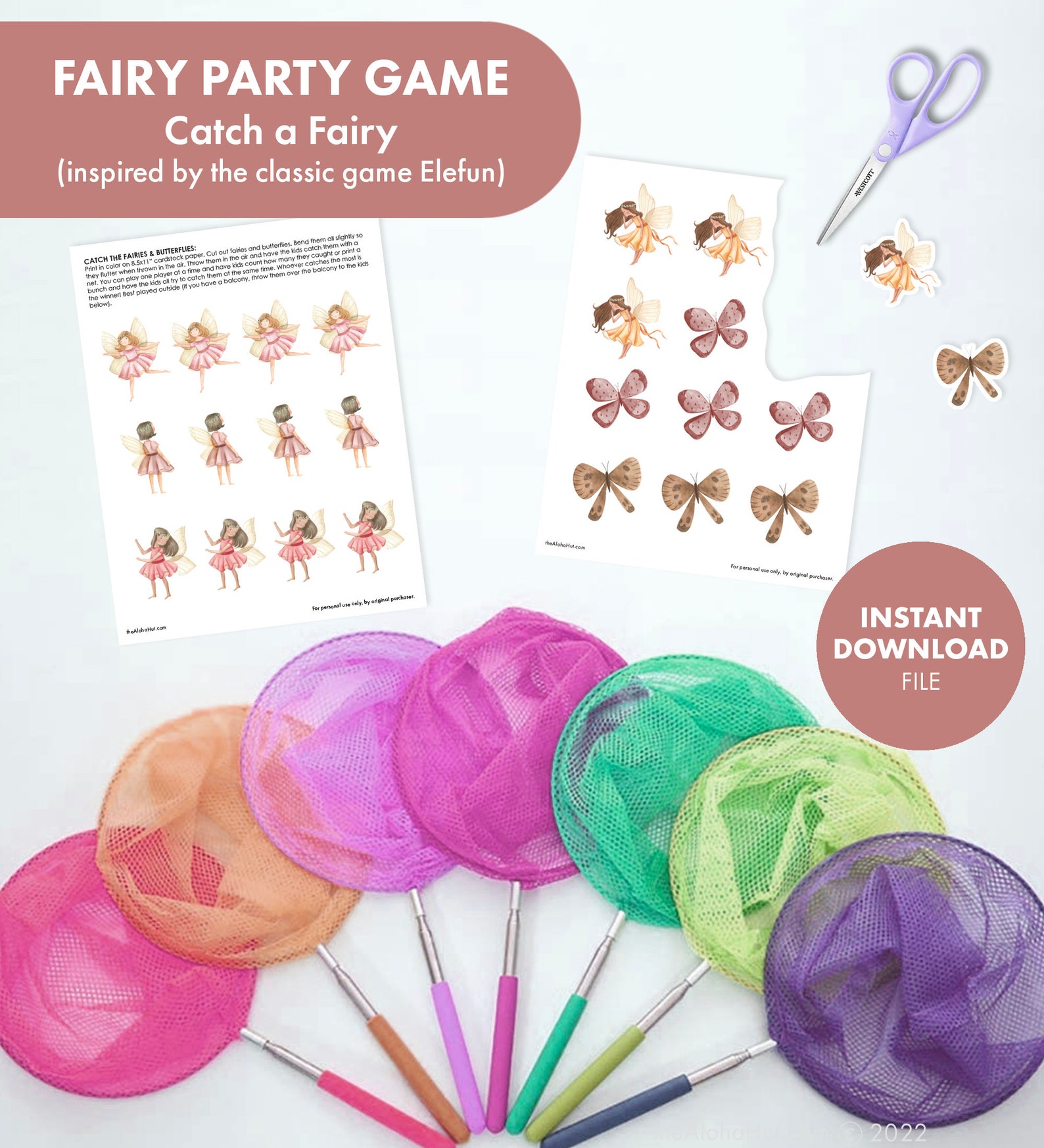 FAIRY Party Game CATCH the FAIRIES Kids Birthday Printable Girls