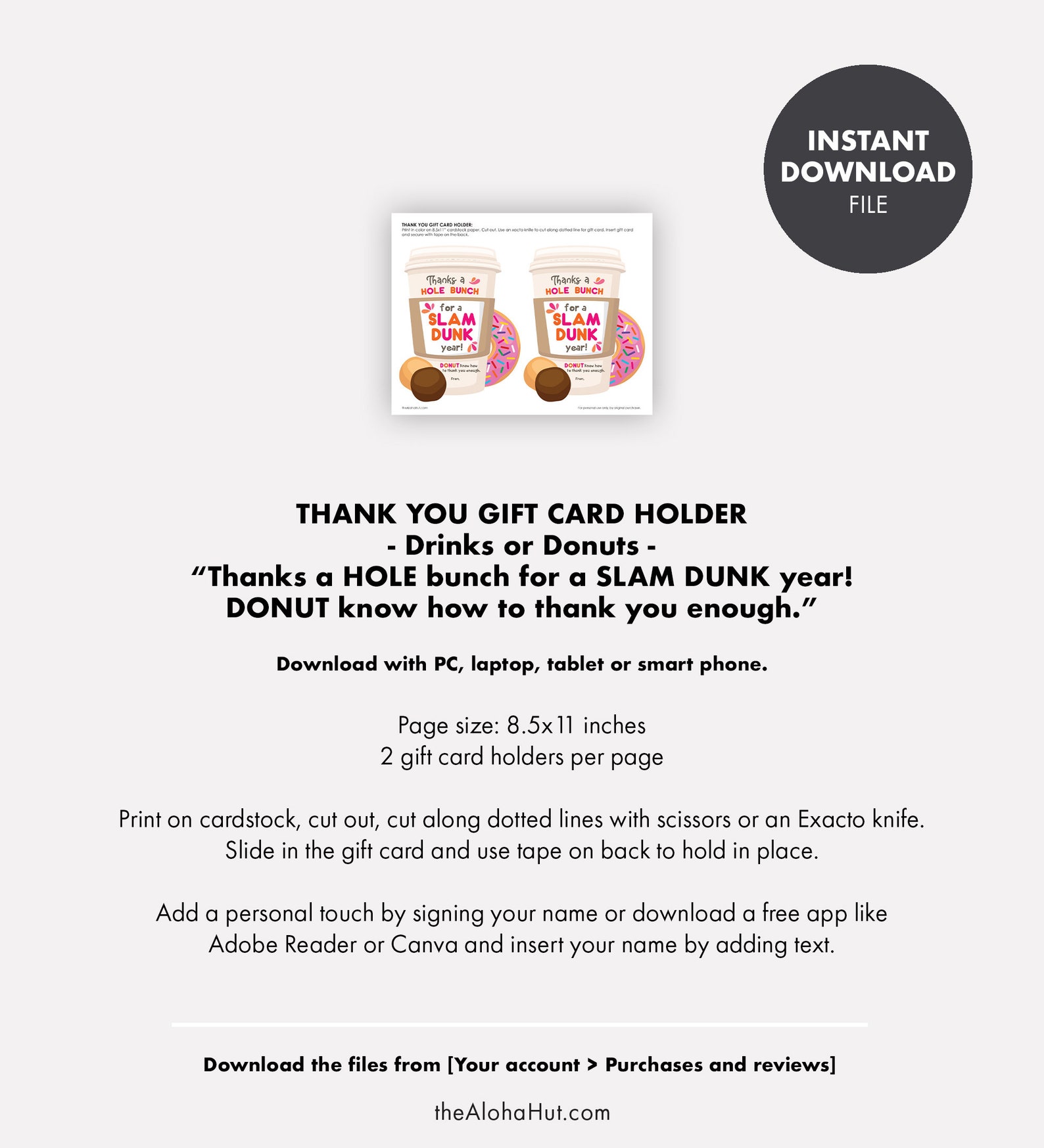 Coffee Donut TEACHER APPRECIATION Gift Card Holder Thank You Etsy