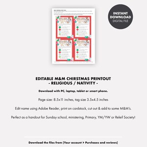 EDITABLE M&amp;m's NATIVITY Story Christmas Poem Handout PRINTABLE ...