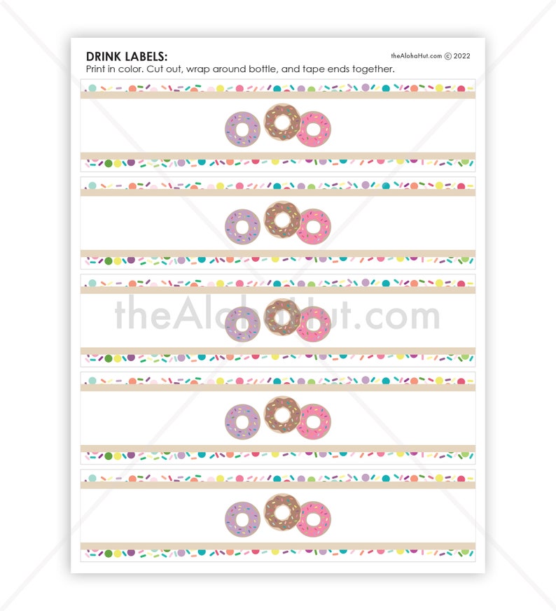 Donut Drink Labels Teacher Appreciation Donut Theme Printable Instant Download File Gift Tags Donut Themed Party image 4