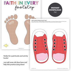 Shoe LACING &amp; TYING Printable Activity Page Faith in Every Footstep Religious Kids Church of ...