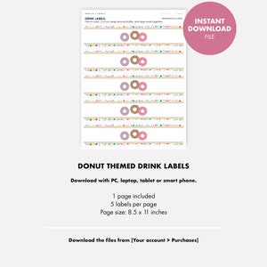 Donut Drink Labels Teacher Appreciation Donut Theme Printable Instant Download File Gift Tags Donut Themed Party image 5