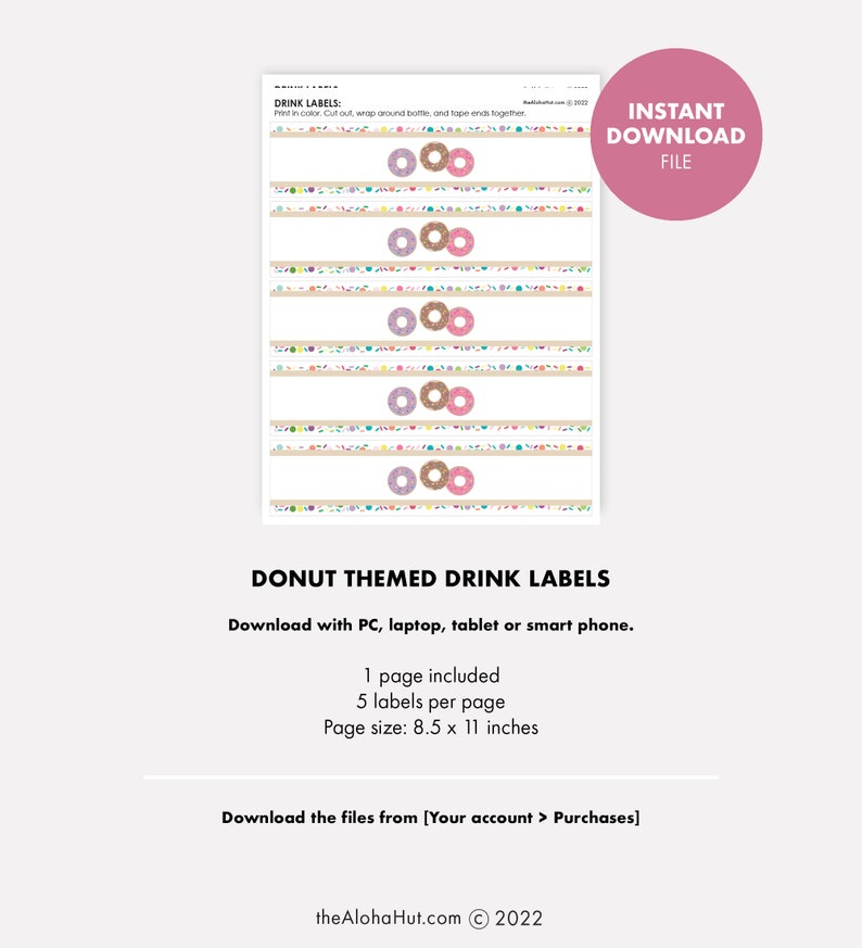 Donut Drink Labels Teacher Appreciation Donut Theme Printable Instant Download File Gift Tags Donut Themed Party image 5