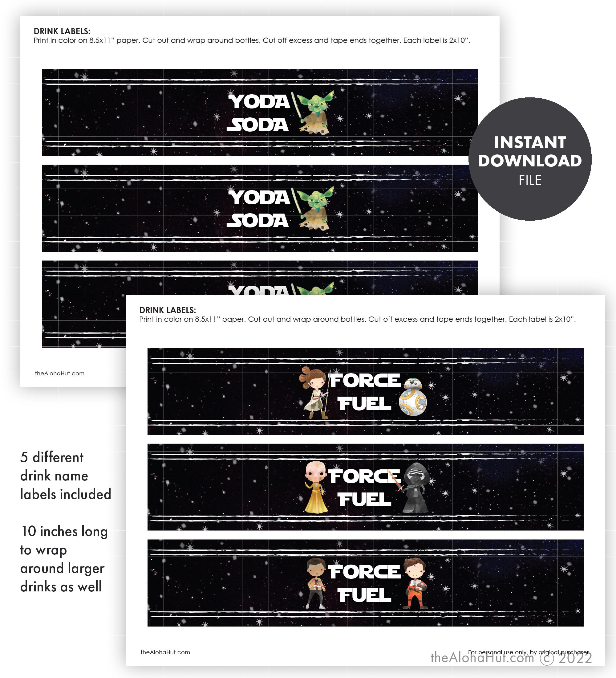 STAR WARS Party Drink Labels Cards Kids Birthday Decorations - Etsy