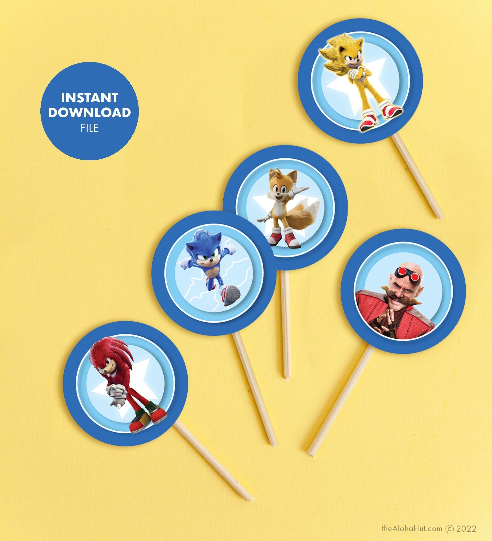 SONIC THE HEDGEHOG 2 Kids Birthday Cupcake Cake Toppers - Etsy