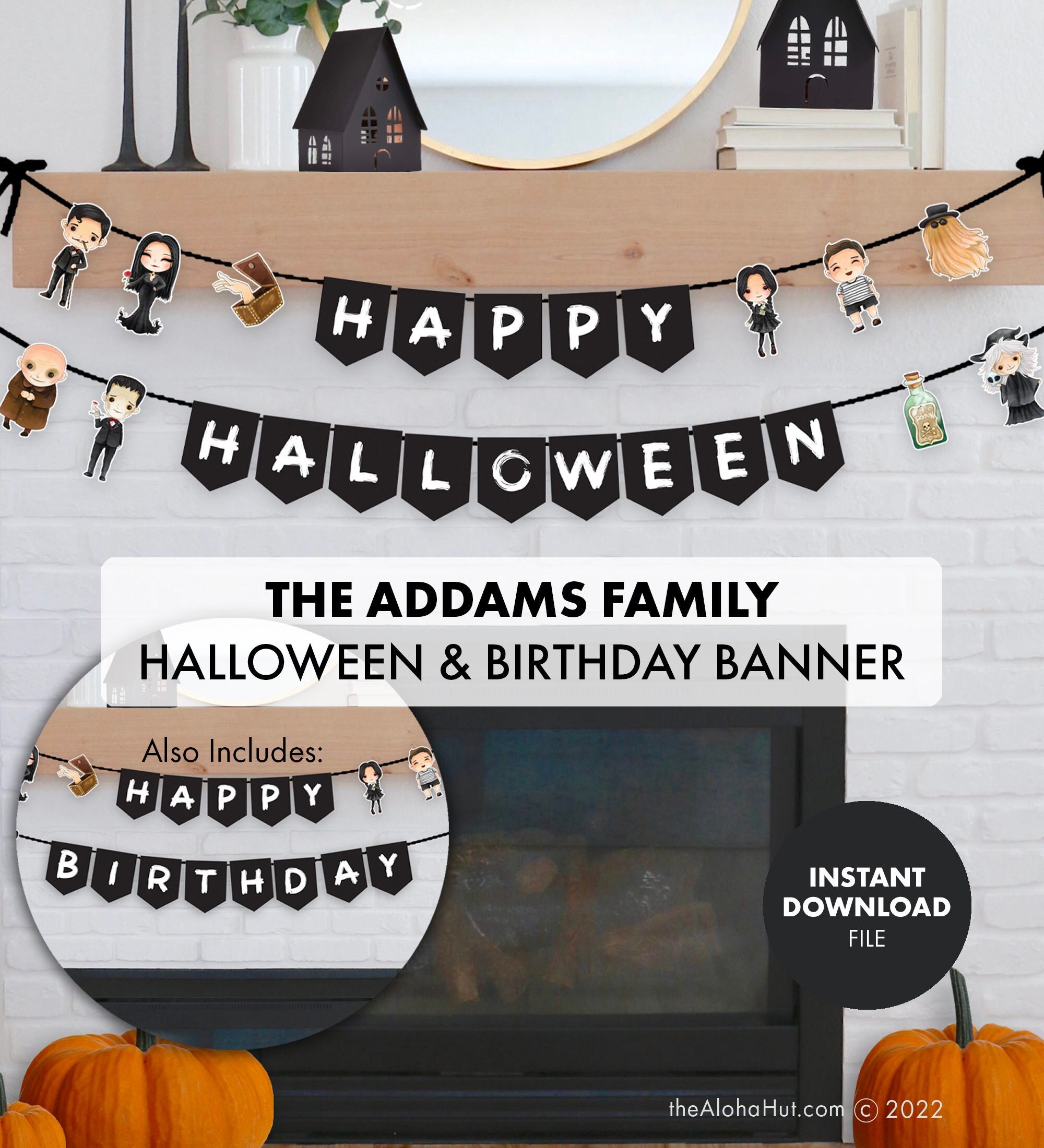 Carte Menu Halloween La Chose Famille Addams A Imprimer ADDAMS FAMILY Halloween Guirlande Bannière Numérique - Etsy France