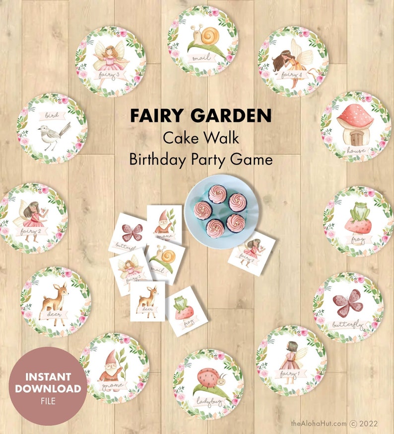 FAIRY Party Game Cake Walk Game Kids Birthday Party Cupcake Walk Party Games Instant Printable enchanted forest toddler activity preschool image 1