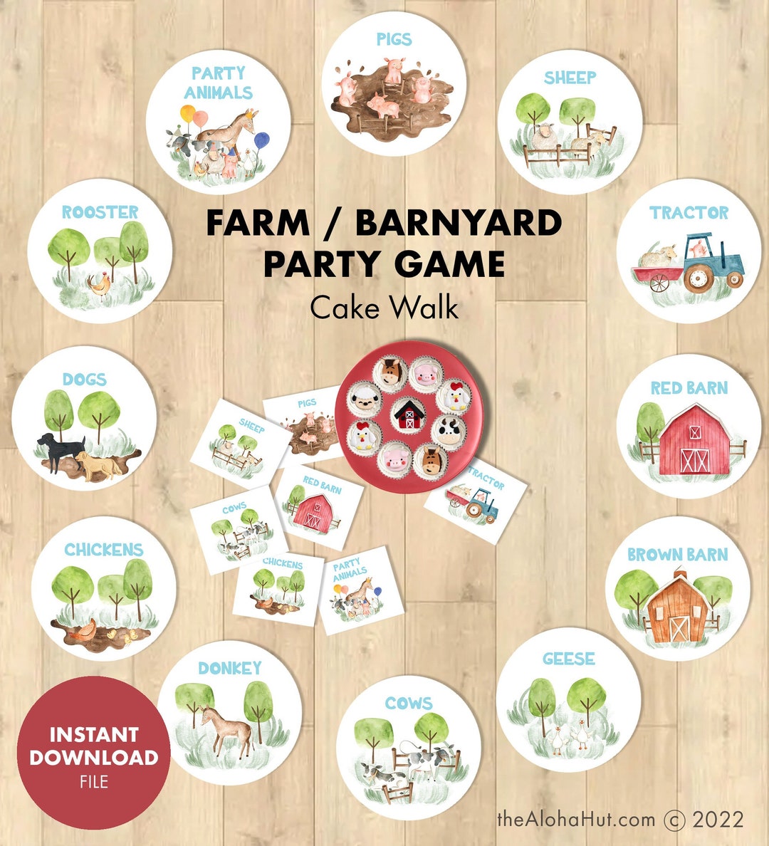 FARM BARNYARD Kids Birthday Party Cake Walk Cupcake Walk Game Party ...