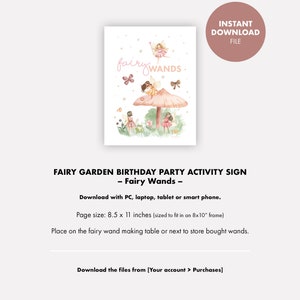 FAIRY Party Sign Birthday Activities Fairy Wands Birthday Games Girls Enchanted Forest Whimsical Party Games Activity Printable Woodland image 5