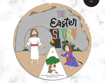 EASTER Story Color Wheel PRINTABLE Kids Activity | Religious Christian Church Jesus primary Atonement Resurrection homeschool pages lesson
