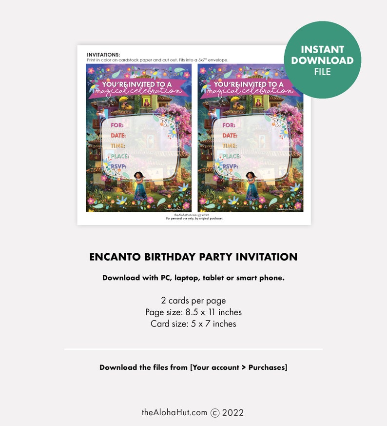 ENCANTO Invitations Kids Birthday Party, Digital Party Invitations Instant Download Printable Digital File Mirabel Isabela image 3