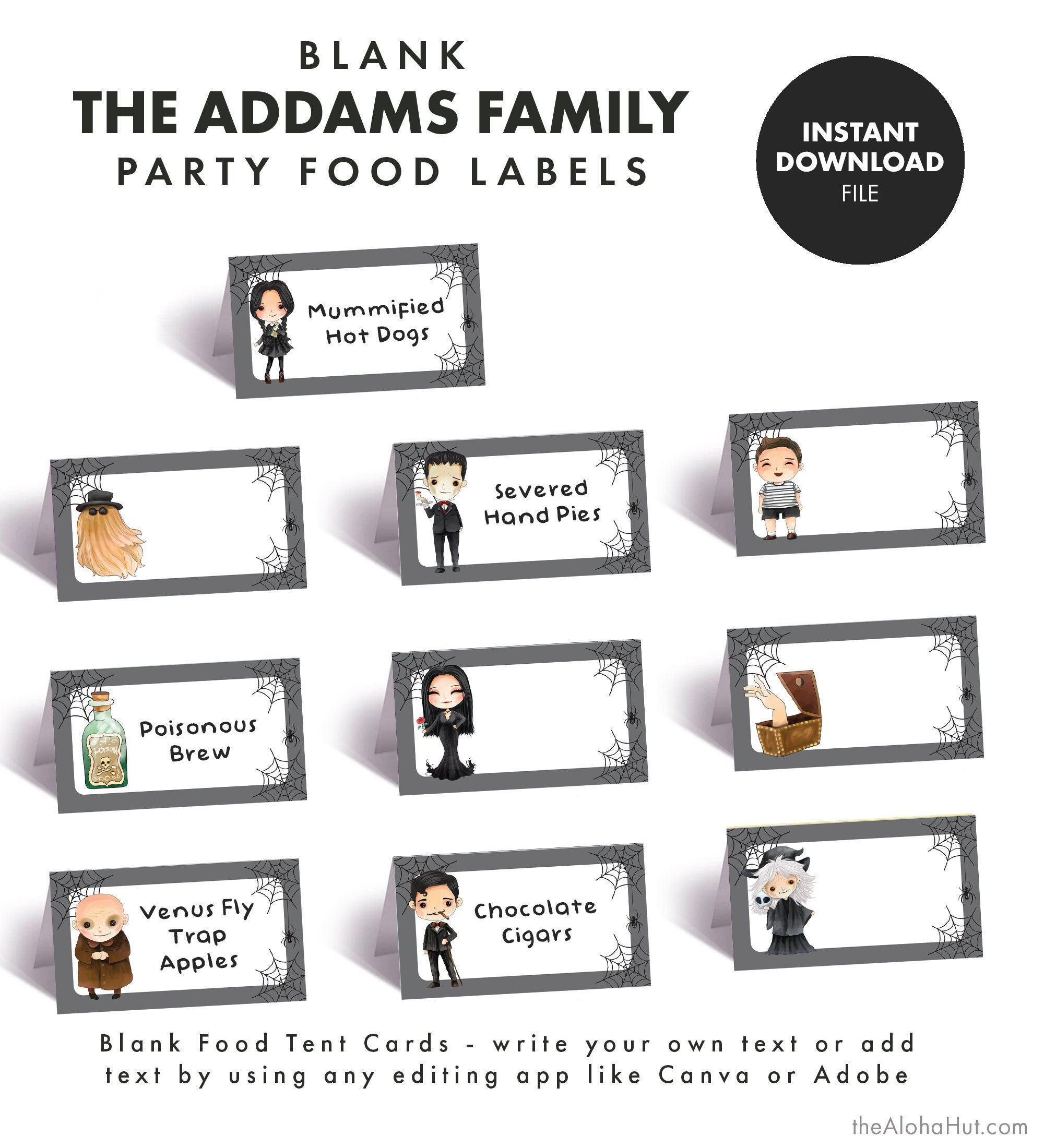 Carte Menu Halloween La Chose Famille Addams A Imprimer ADDAMS FAMILY Party Food Labels Tente Cartes Halloween - Etsy France