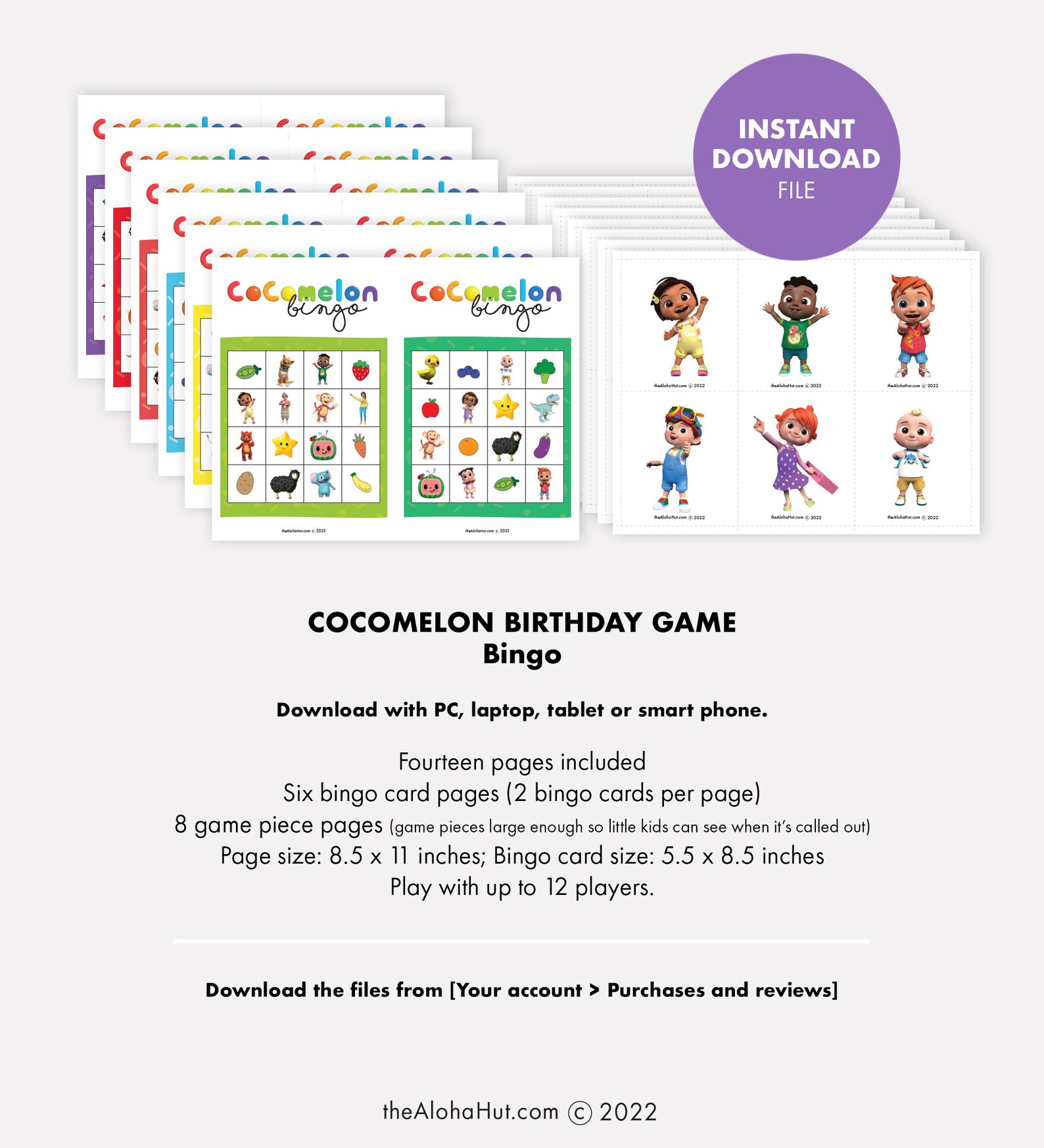 Bingo Game Kids Birthday Party Party Games Instant Etsy