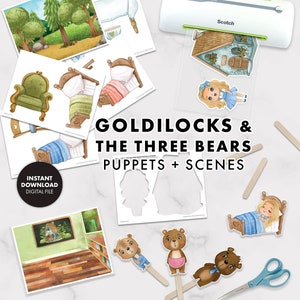 Goldilocks &amp; the Three Bears PUPPETS and SCENES Printable Preschool ...