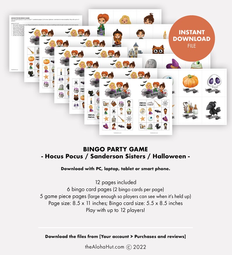 HOCUS POCUS Halloween Bingo Game Kids Party Digital Printable image 4