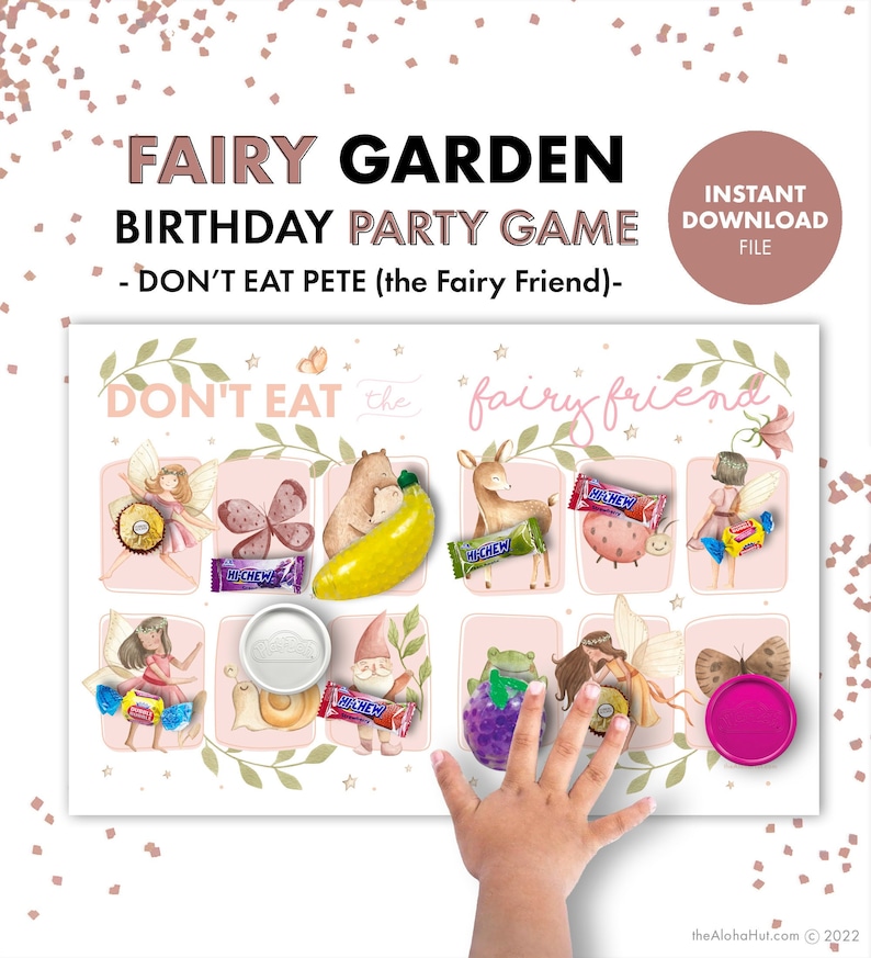 FAIRY Party Game Don't Eat Pete Game Kids Birthday Instant Download Printable Digital Girls Birthday Garden Enchanted Forest Whimsical Tea image 1