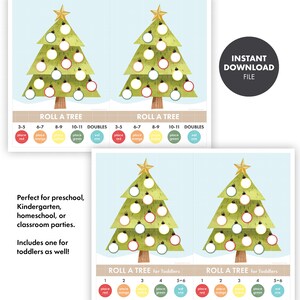 Roll a Dice CHRISTMAS Educational GAME Roll A Tree kids school classroom party toddler activity homeschool preschool kindergarten math sheet image 4