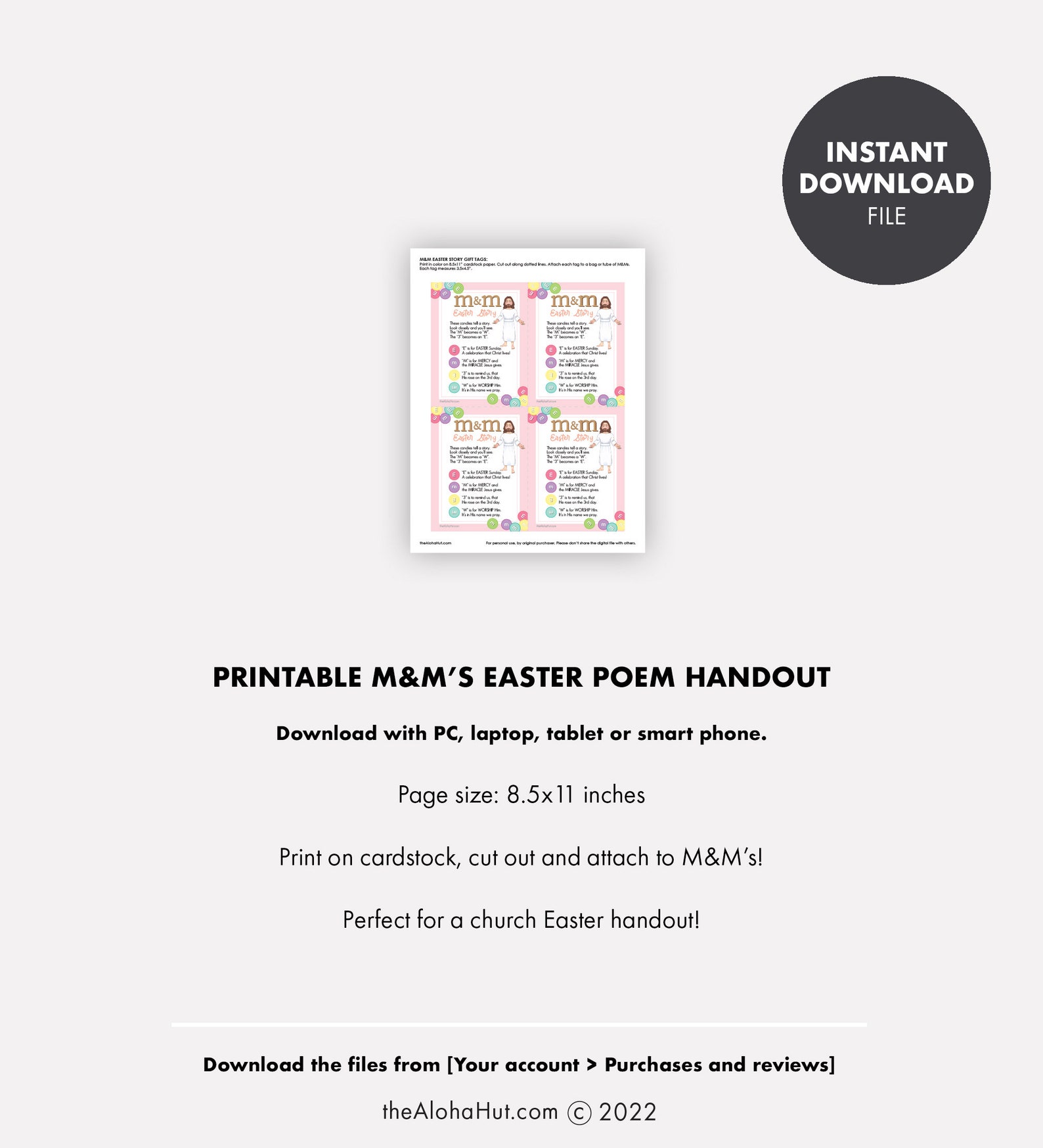 M&amp;m's EASTER Story Poem Handout PRINTABLE Religious - Etsy