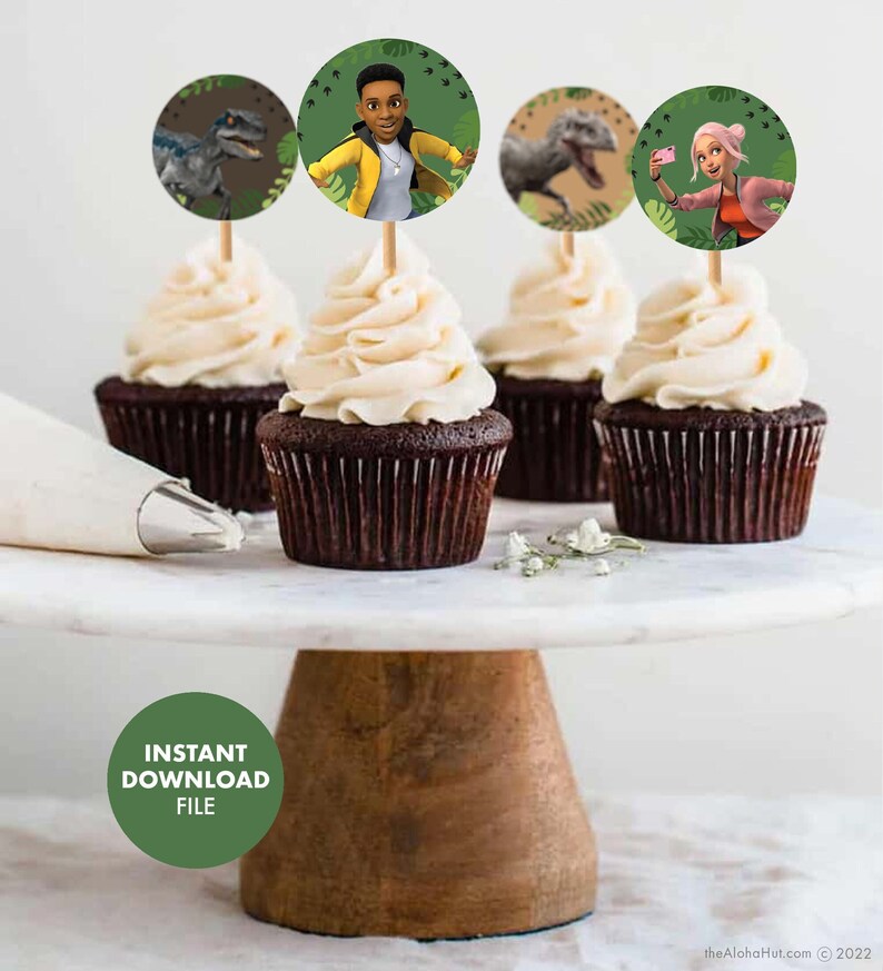 CAMP CRETACEOUS Jurassic World Cupcake Toppers Kids Birthday Etsy