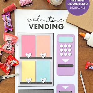 Vending Machine VALENTINE'S DAY BOX printable diy Kids Classroom Party class party school Valentine purple blue girls boys image 3