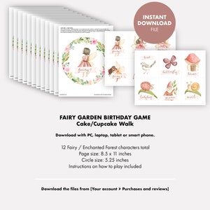 FAIRY Party Game Cake Walk Game Kids Birthday Party Cupcake Walk Party Games Instant Printable enchanted forest toddler activity preschool image 5