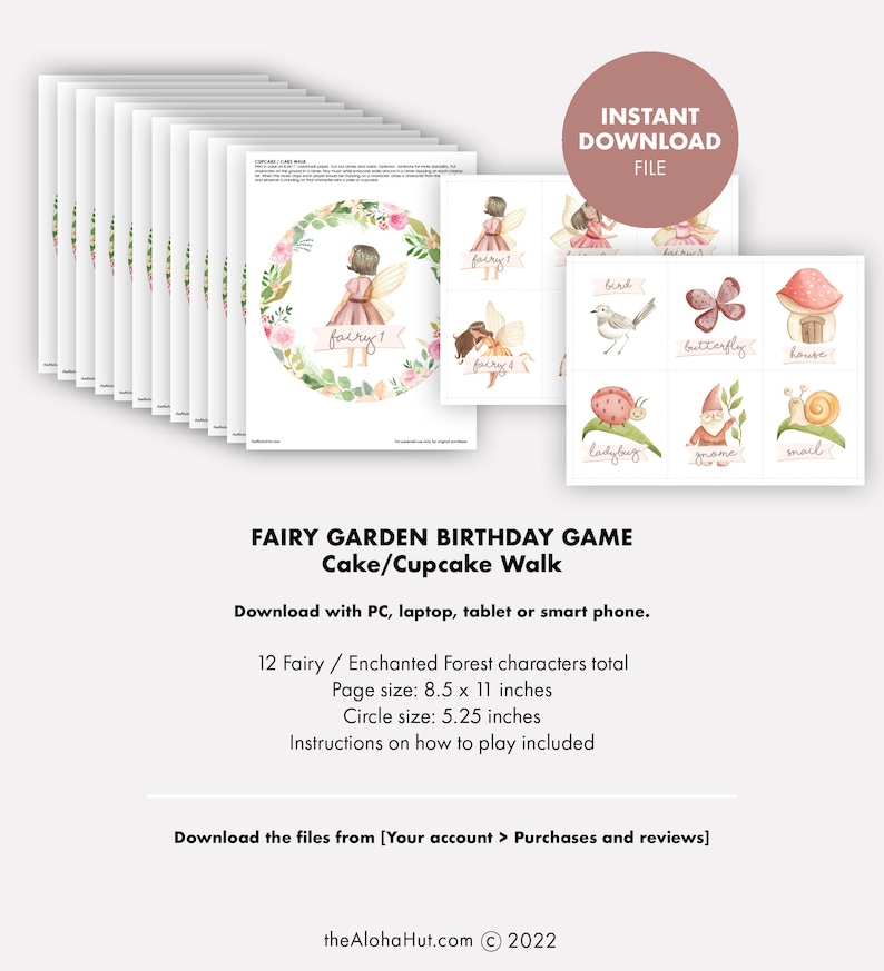 FAIRY Party Game Cake Walk Game Kids Birthday Party Cupcake Walk Party Games Instant Printable enchanted forest toddler activity preschool image 5