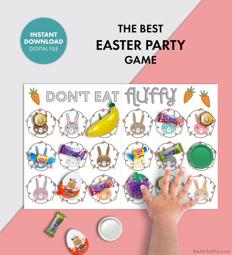 EASTER Party Game Don't Eat Pete Game Kids Printable Digital classroom school tradition bunny fluffy image 1