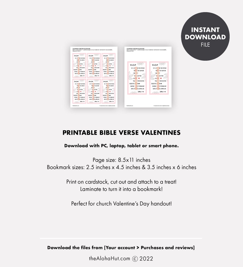 Bible Verse VALENTINE Bookmark PRINTABLE Christian Religious - Etsy