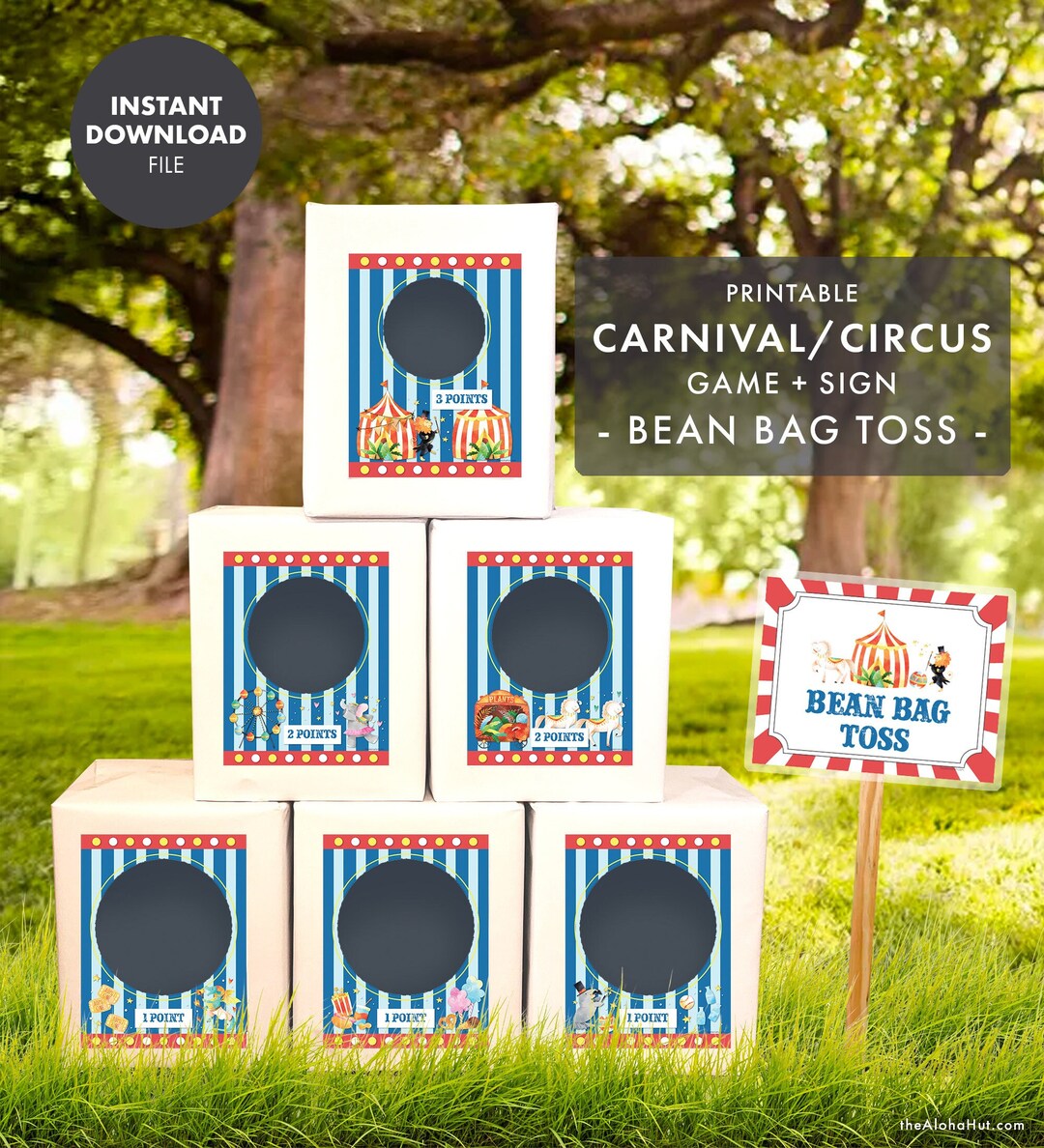 CARNIVAL CIRCUS Bean Bag Toss Game Sign Kids Birthday Party Printable