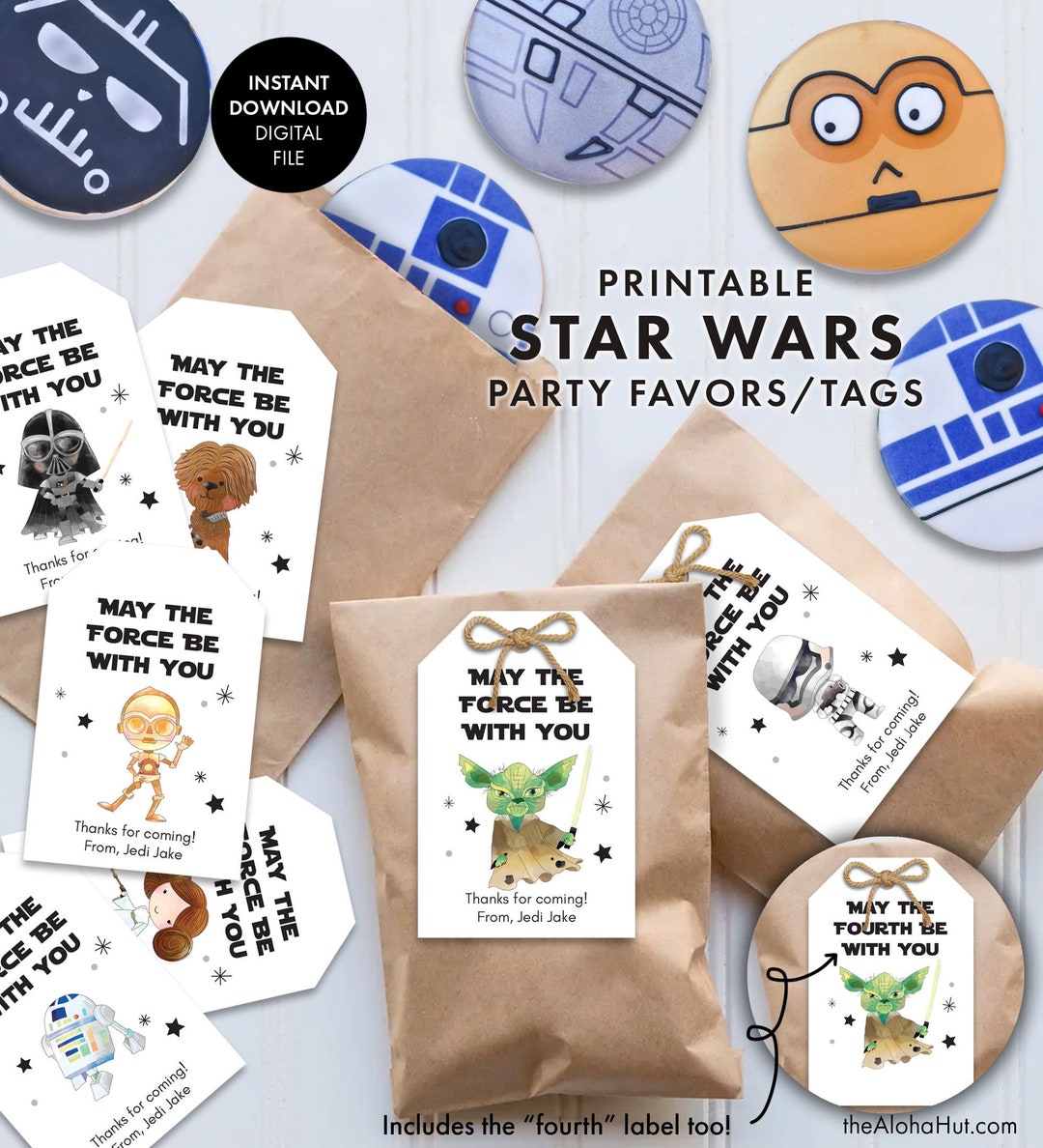STAR WARS Party Favor Tags Birthday Decorations Decor Instant Digital ...