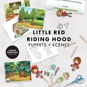 Little Red Riding Hood PUPPETS &amp; SCENES Printable Preschool Worksheets ...