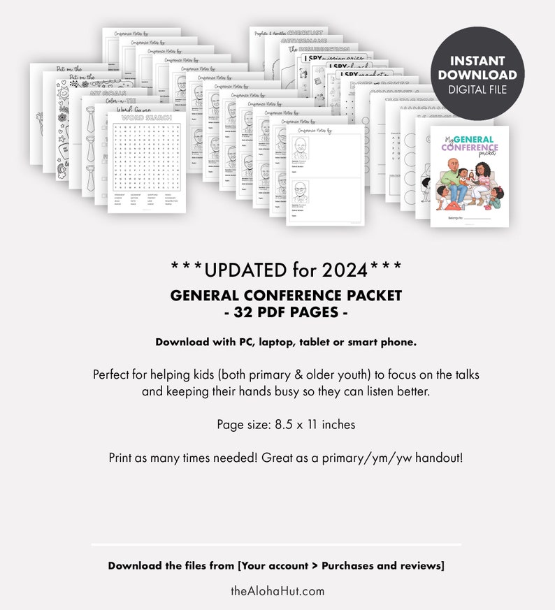 2024 GENERAL CONFERENCE Packet for Kids 32 Printable Activity Pages Church of Jesus Christ LDS Primary ym yw bundle journal notes game youth image 8