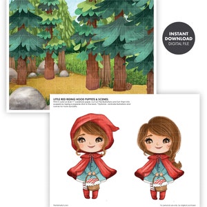 Little Red Riding Hood PUPPETS &amp; SCENES Printable Preschool Worksheets ...