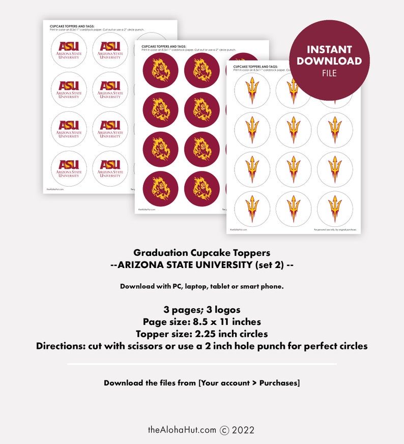 Arizona State University ASU Graduation Cupcake Cake Toppers Etsy