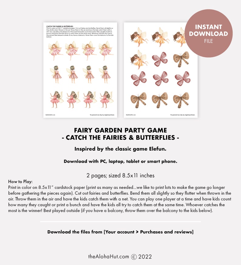 FAIRY Party Game CATCH the FAIRIES Kids Birthday Printable Girls Birthday Garden Enchanted Forest Whimsical Tea Toddler Activity Preschool image 6