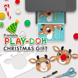 Cadeau de Noël pour la classe PLAY DOH RUDOLPH imprimable enfants fête de l'école non-bonbons professeur étudiant pâte à modeler playdoh play-doh renne numérique image 2