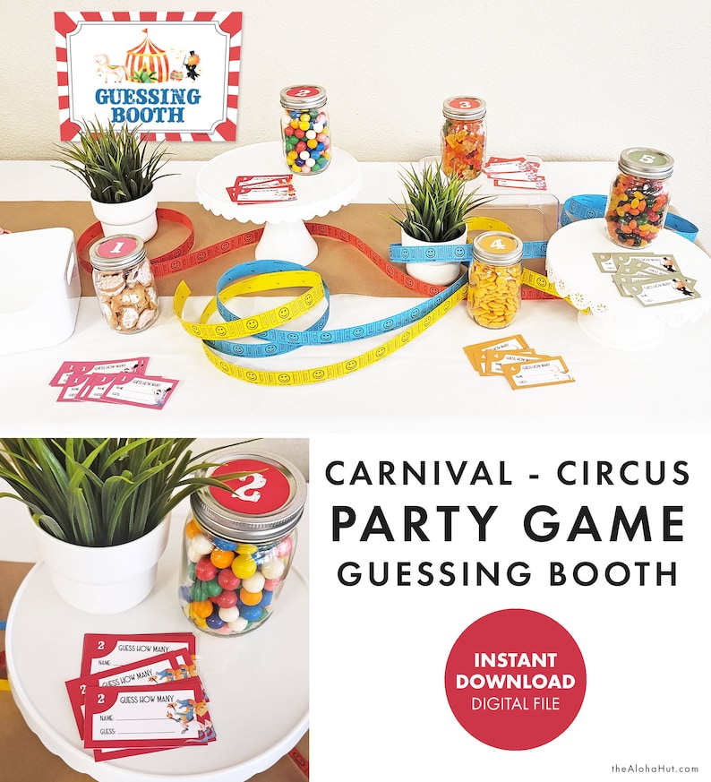 CARNIVAL CIRCUS Guessing Game Sign Kids Birthday Party printable digital decor party games summer school pta pto fair image 1