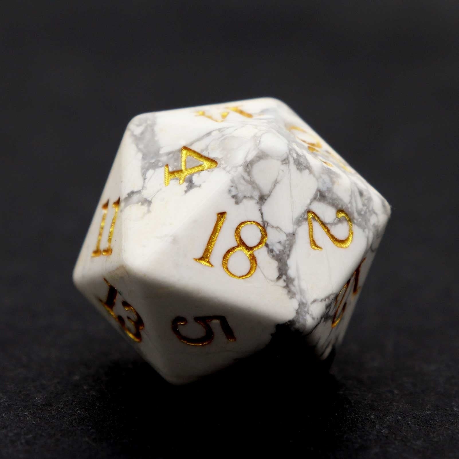 White Marble Gemstone D20 DND Polyhedral Game Dice Die Etsy