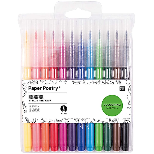 PAPER POETRY Brushpen Filzstifte – 12er-Set 1-4 mm