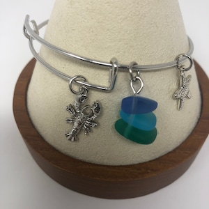 Lobster & Starfish Sea Glass Adjustable Bracelet