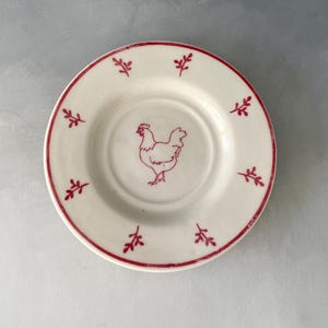 handmade porcelain saucer - red - rooster
