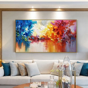 Original abstract oil painting colorful hanging picture bedroom hanging picture nature home decoration art handmade gift