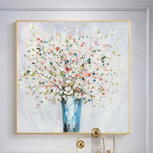 Original Floral Painting: Colorful Abstract Flower Art on Canvas