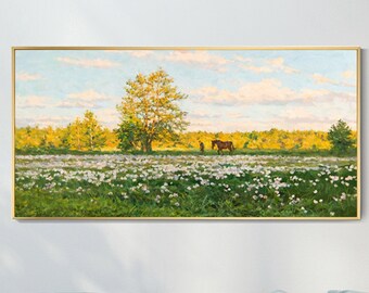 Large original oil painting on canvas, modern nature landscape painting, wall art, hand-painted oil painting on canvas, oil painting gift