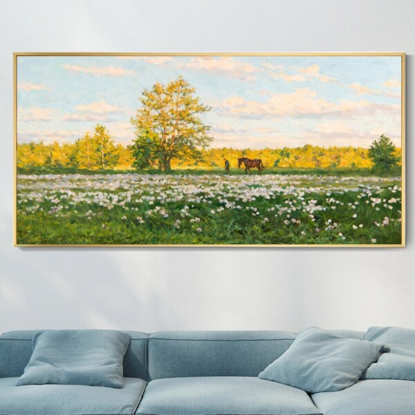 Large original oil painting on canvas, modern nature landscape painting, wall art, hand-painted oil painting on canvas, oil painting gift