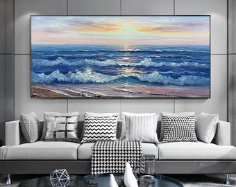 pittura a olio originale Luce solare Paesaggio marino pittura pittura astratta Pittura a olio della natura Pittura del soggiorno