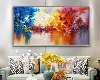 Original abstract oil painting colorful hanging picture bedroom hanging picture nature home decoration art handmade gift