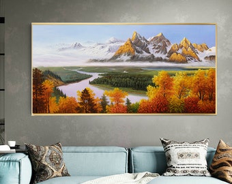 Large original oil painting Abstract art on canvas  Snow mountain oil painting Living room oil painting wall art art gift