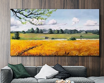 Großes Original-Ölgemälde auf Leinwand, Big Tree & Nature-Malerei, Wohnzimmer-Malerei,Wohnkultur,handbemalte Leinwand-Malereigroße Wandkunst